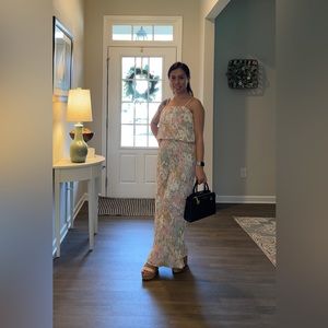 NWT - Jumpsuit Pleaded Style Garterized Back in Floral Pink